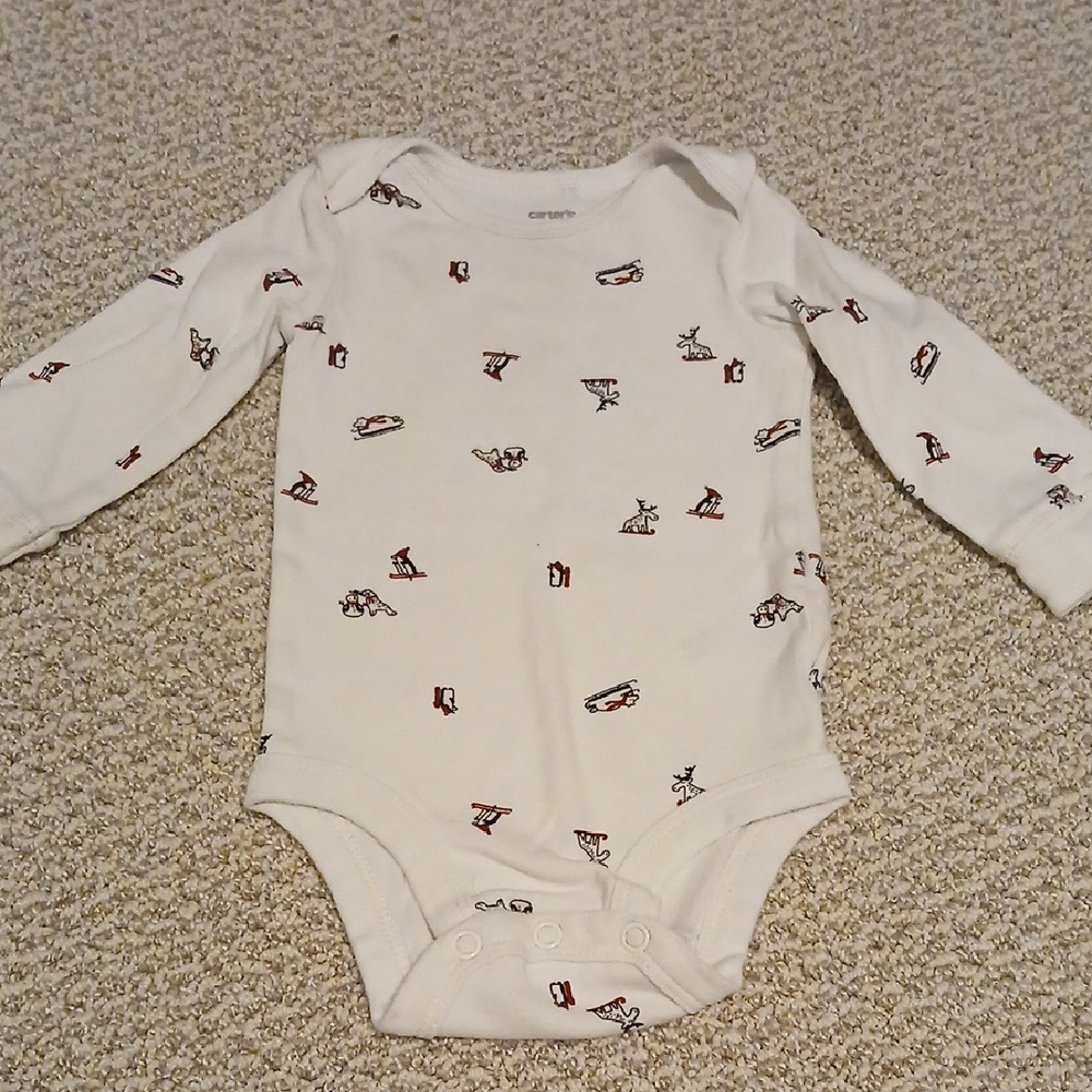 Carter's White Long Sleeve Bodysuit with Fun Prints 6m